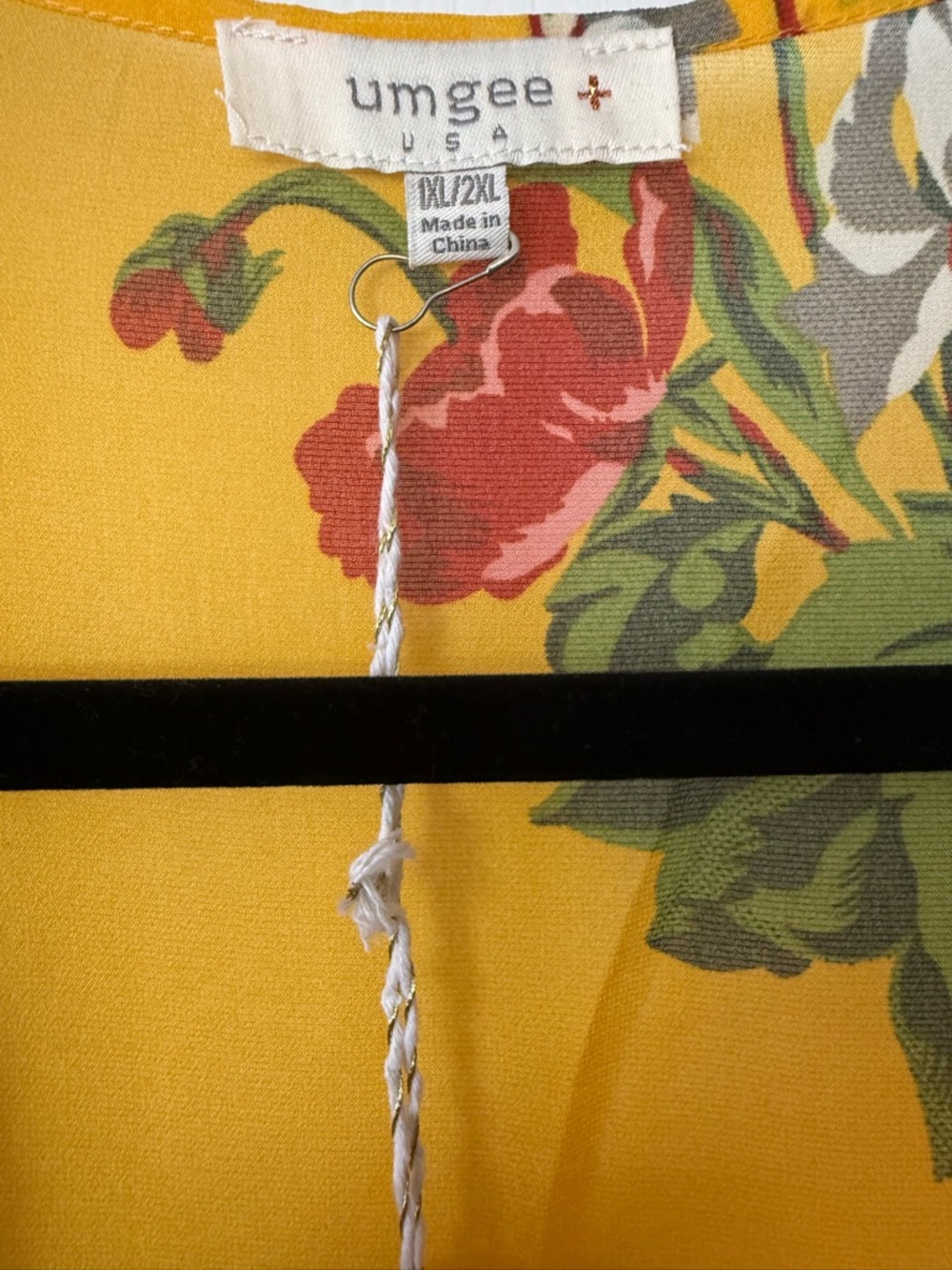 Umgee Floral Kimono Duster Yellow Boho Sheer Cardigan NWT 1X 2X Plus - Picture 4 of 6